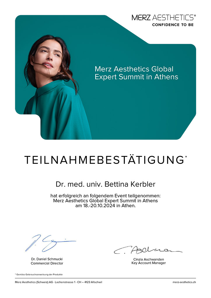 Teilnahmebestätigung Merz Ästhetics Global Expert Summit Athen Oktober 2024 Teilnahmebestätigung Merz Ästhetics Global Expert Summit Athen Oktober 2024